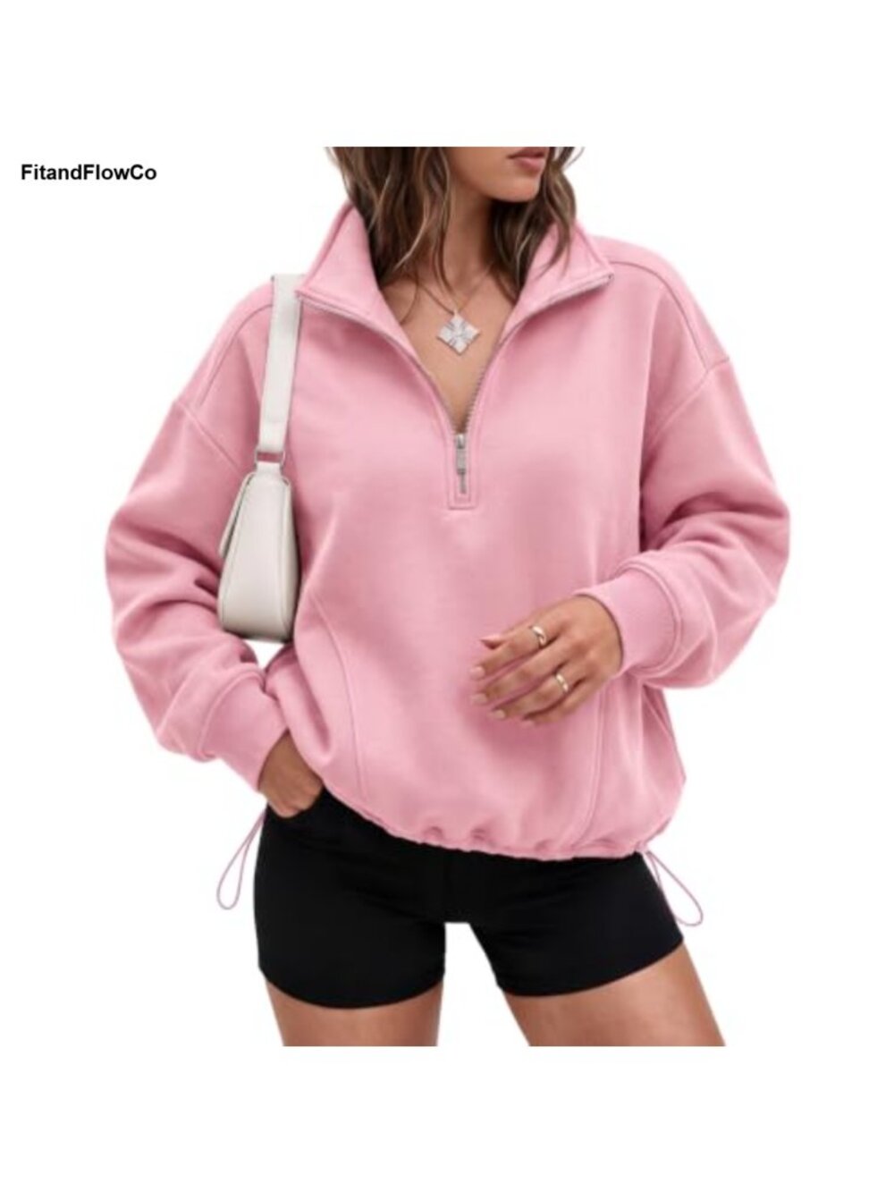 Oversized Fleece Half Zip Sweatshirt Mock Neck Pullover Fall Winter